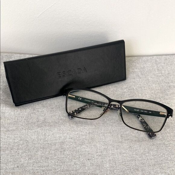 Escada Black Women's Glasses w/ Branded Case Chic Academia - Picture 1 of 9